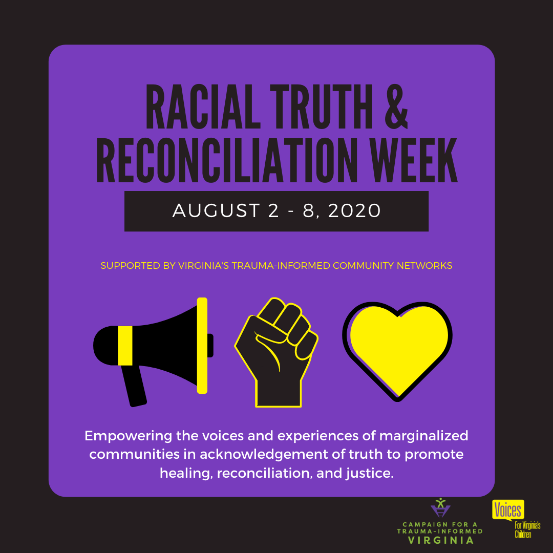 Social media graphic promoting Racial Truth & Reconciliation Week, August 2020. 